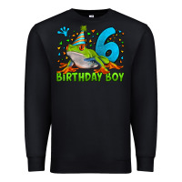 Black birthday boy frog age 6 Premium Sweatshirt - LillyAllenDesigns