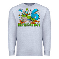 Heather Grey birthday boy frog age 6 Premium Sweatshirt - LillyAllenDesigns