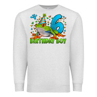 Oatmeal Heather birthday boy frog age 6 Premium Sweatshirt - LillyAllenDesigns