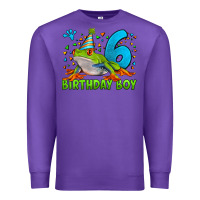 Purple birthday boy frog age 6 Premium Sweatshirt - LillyAllenDesigns