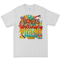 Dove Grey she works willingly with her hands teacher Premium Tee - NancyCooperArtShop