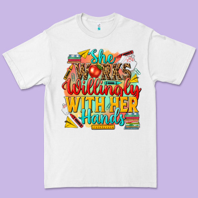 She Works Willingly With Her Hands Teacher Premium Tee Designed By Nancycooperartshop