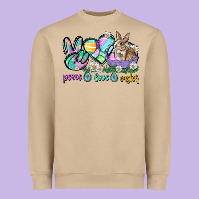 Peace Love Easter Day Heavyweight Sweatshirt Designed By Cowgirlartshop