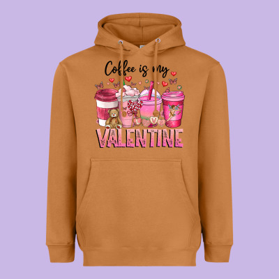 Coffee Is My Valentine Heavyweight Hoodie Designed By Cowhidedigitalart