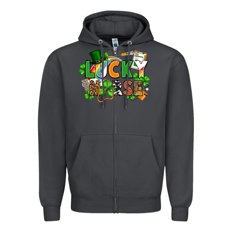 Lucky Nurse St. Patrick's Day Zipper Hoodie by FaDigitalArtStudio | Teevron