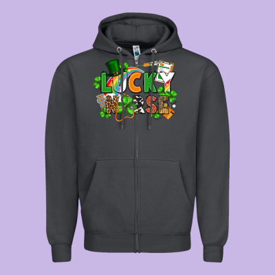 Lucky Nurse St. Patrick's Day Zipper Hoodie Designed By Fadigitalartstudio