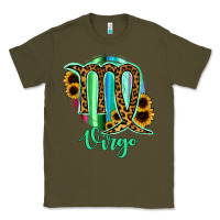 Army Green Virgo Zodiac Sign Sunflower Leopard Serape Classic Tee - RanaPortraitStore