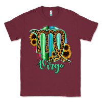 Burgundy Virgo Zodiac Sign Sunflower Leopard Serape Classic Tee - RanaPortraitStore