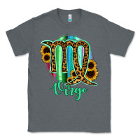 Charcoal Heather Virgo Zodiac Sign Sunflower Leopard Serape Classic Tee - RanaPortraitStore