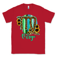 Red Virgo Zodiac Sign Sunflower Leopard Serape Classic Tee - RanaPortraitStore