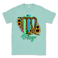 Seafoam Virgo Zodiac Sign Sunflower Leopard Serape Classic Tee - RanaPortraitStore