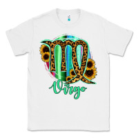 White Virgo Zodiac Sign Sunflower Leopard Serape Classic Tee - RanaPortraitStore