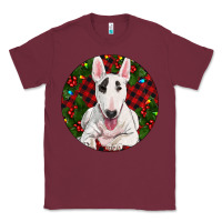 Burgundy Christmas Bull Terrier Classic Tee - RanaPortraitStore