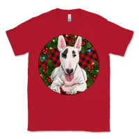 Red Christmas Bull Terrier Classic Tee - RanaPortraitStore