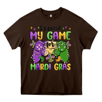 Chocolate Brown i paused my game for mardi gras Heavy Core Tee - MaliasSmallBusiness