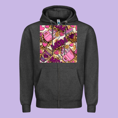 Mom Coffee Cups With Leopard Seamless Pattern Bbs Zipper Hoodie Designed By Bundleandbundleshop