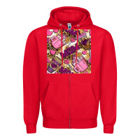 Red mom coffee cups with leopard seamless pattern bbs Zipper Hoodie - BundleAndBundleShop