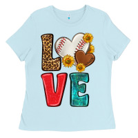 Baby Blue western love baseball Ladies Tee - NancyCooperArtShop