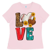Bubblegum Pink western love baseball Ladies Tee - NancyCooperArtShop