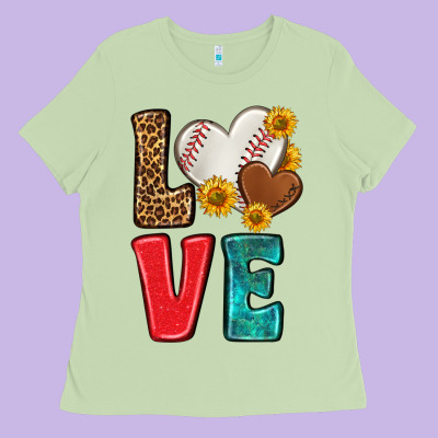 Western Love Baseball Ladies Tee Designed By Nancycooperartshop
