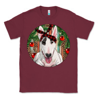 Burgundy Christmas Bull Terrier Classic Tee - RanaPortraitStore