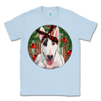 Dusty Blue Christmas Bull Terrier Classic Tee - RanaPortraitStore