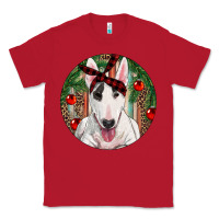 Red Christmas Bull Terrier Classic Tee - RanaPortraitStore
