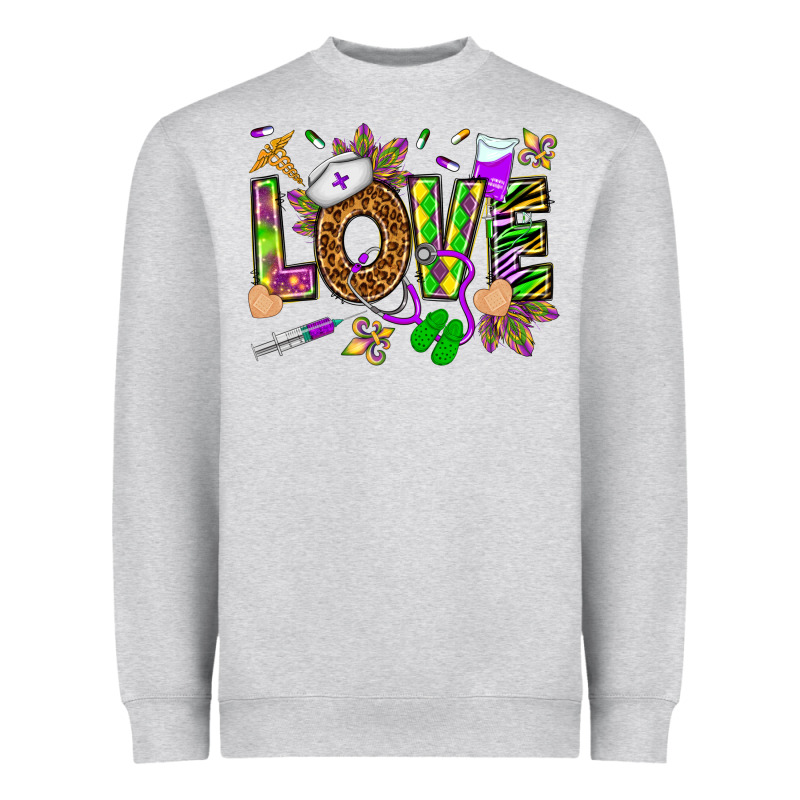 Mardi Gras Love Nurse Heavyweight Sweatshirt by HowdyJamesFarm | Teevron
