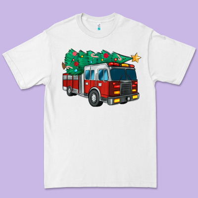 Christmas Fire Truck Premium Tee Designed By Maliassmallbusiness