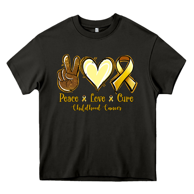 Peace Love Cure Bone Cancer Heavy Core Tee by NancyCooperArtShop | Teevron