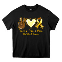 Black Peace love cure Bone Cancer Heavy Core Tee - NancyCooperArtShop