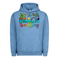 Pigment Pebble Blue the beach is calling Urban Hoodie - Artiststas