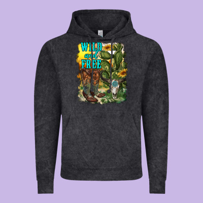 Wild And Free Cowgirl Boots Vintage Hoodie Designed By Ranaportraitstore