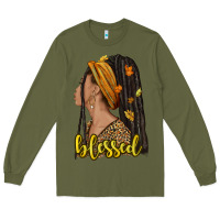 Army Green Fall afro woman blessed Long Sleeve Tee - NancyCooperArtShop