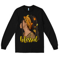 Black Fall afro woman blessed Long Sleeve Tee - NancyCooperArtShop
