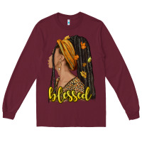 Burgundy Fall afro woman blessed Long Sleeve Tee - NancyCooperArtShop