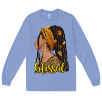 Colony Blue Fall afro woman blessed Long Sleeve Tee - NancyCooperArtShop