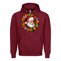 Burgundy santa claus with sunflower christmas bbs Zipper Hoodie - BundleAndBundleShop