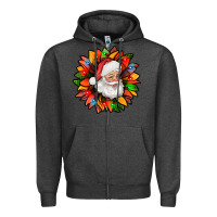 Charcoal Heather santa claus with sunflower christmas bbs Zipper Hoodie - BundleAndBundleShop