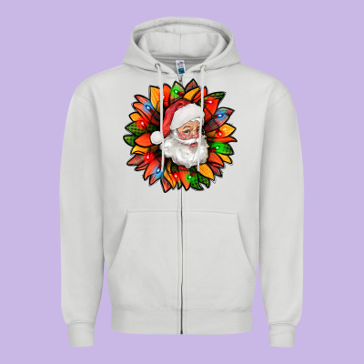 Santa Claus With Sunflower Christmas Bbs Zipper Hoodie Designed By Bundleandbundleshop