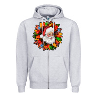 Heather Grey santa claus with sunflower christmas bbs Zipper Hoodie - BundleAndBundleShop
