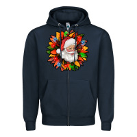 Navy santa claus with sunflower christmas bbs Zipper Hoodie - BundleAndBundleShop