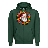 Sports Green santa claus with sunflower christmas bbs Zipper Hoodie - BundleAndBundleShop
