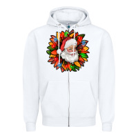 White santa claus with sunflower christmas bbs Zipper Hoodie - BundleAndBundleShop