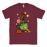Burgundy Christmas coffee cup with Labrador Classic Tee - RanaPortraitStore