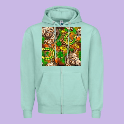 St. Patrick's Day Horse With Horseshoes Seamless Zipper Hoodie Designed By Fadigitalartstudio