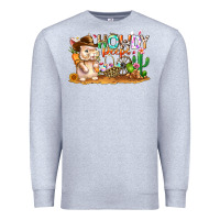 Heather Grey Easter Howdy Peeps Bunny Premium Sweatshirt - CowhideDigitalArt