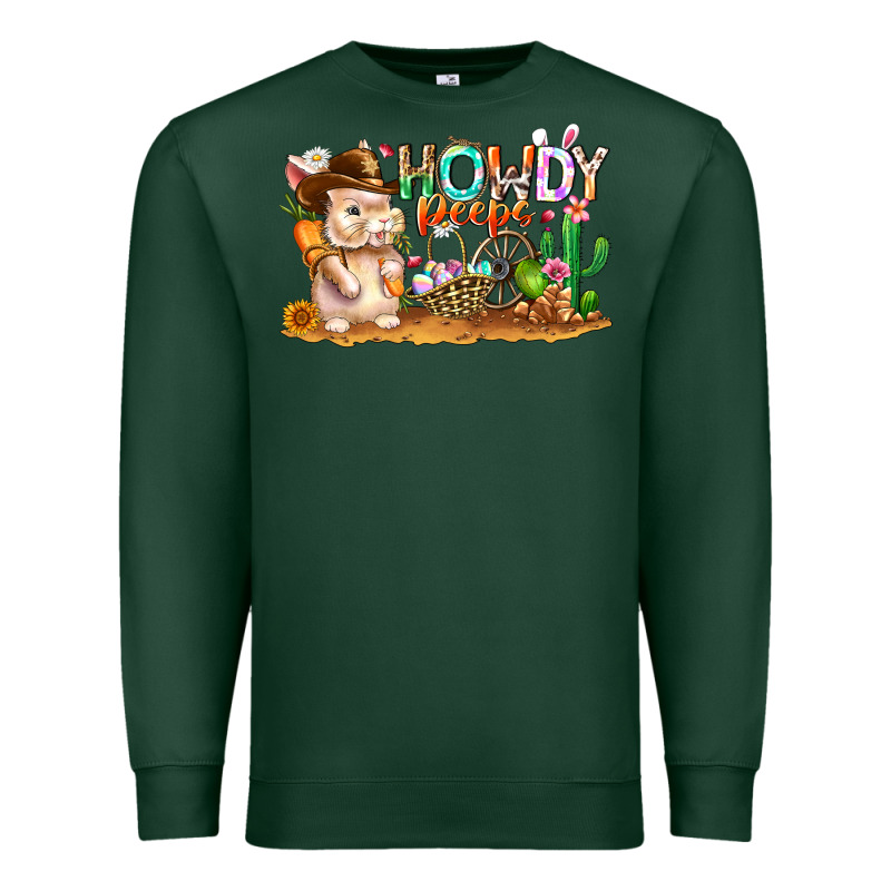 Easter Howdy Peeps Bunny Premium Sweatshirt by CowhideDigitalArt | Teevron