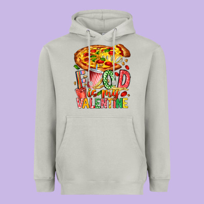 Food Is My Valentine Heavyweight Hoodie Designed By Cowhidedigitalart