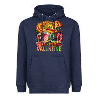 Navy Food Is My Valentine Heavyweight Hoodie - CowhideDigitalArt
